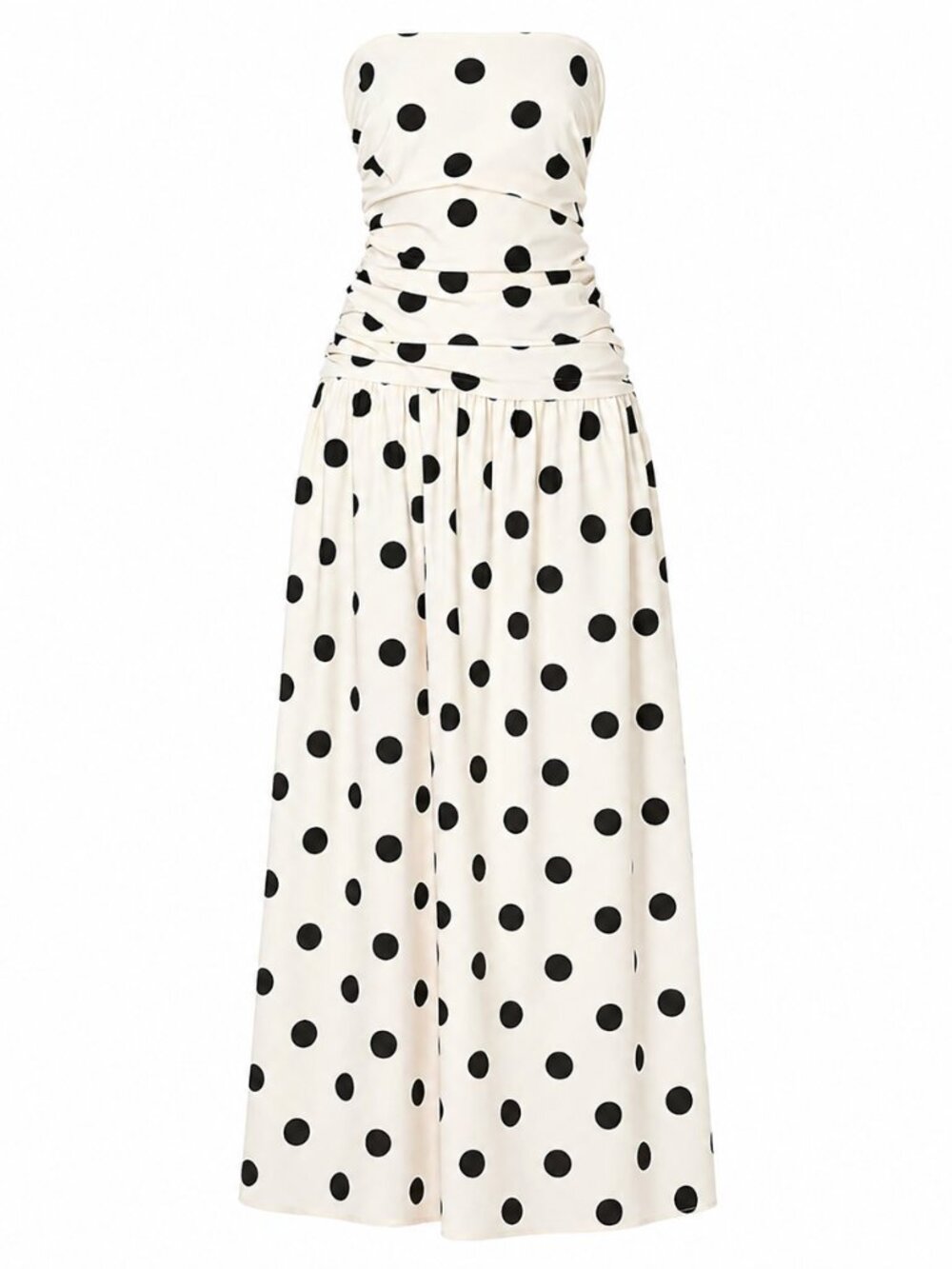 Brona Polka Dot Linen Maxi Dress Strapless Ruched Revolve NWT Women’s XS Chic